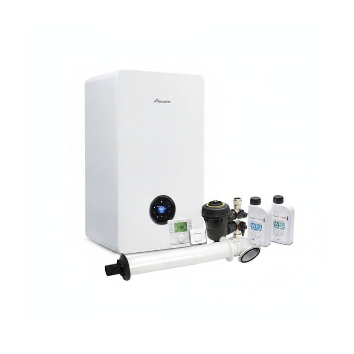 Worcester Bosch Greenstar 8000+ 32kW Combi Boiler Pack With Horizontal Flue and the Comfort+ II RF Care Pack