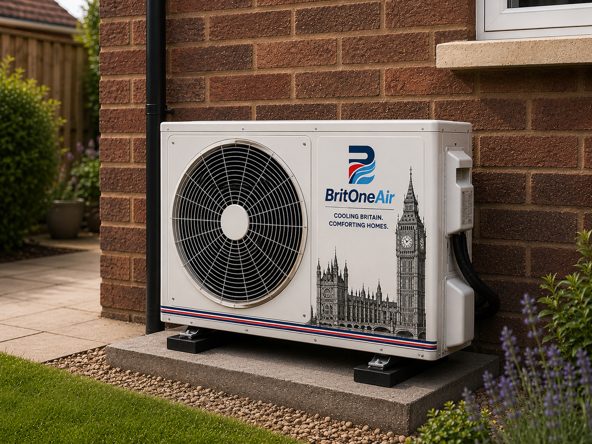 Westminster livery finish for a BritOne Air outdoor air conditioning unit