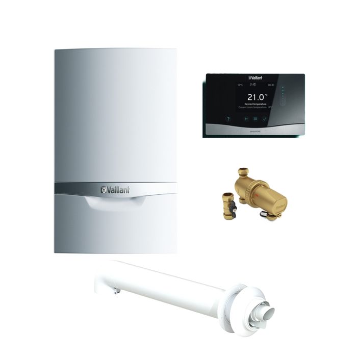 Vaillant EcoTec Plus 826 26kW Combi Boiler Pack with Horizontal Flue, with Sensohome Programmable Thermostat & Vaillant Advance Filter 22mm