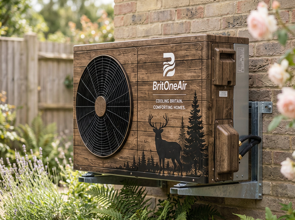 Highland Timber livery finish for a BritOne Air outdoor air conditioning unit