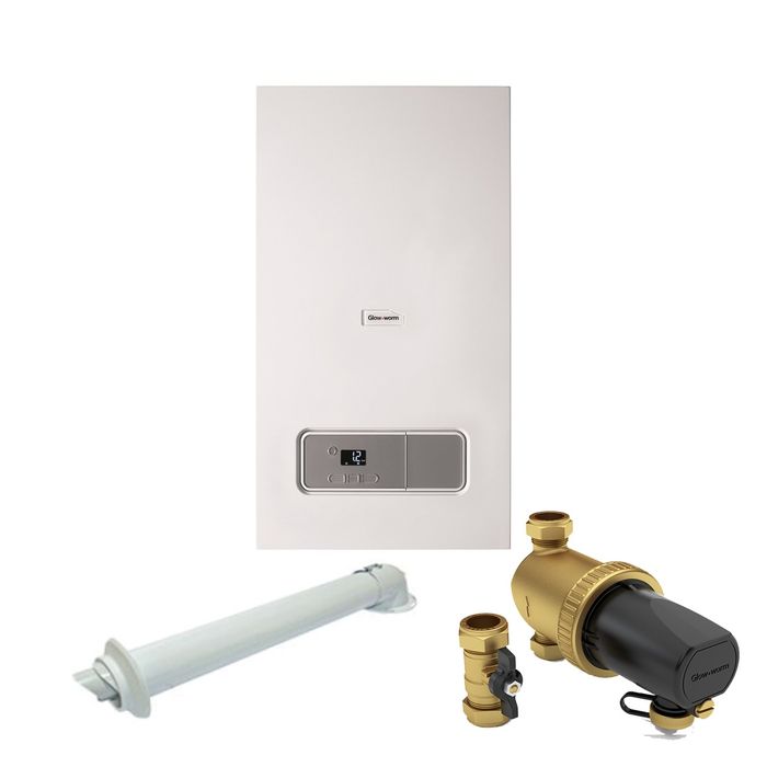 Glow-Worm Energy7 25C 25kW Combi Boiler Pack With Horizontal Flue And Power Filter