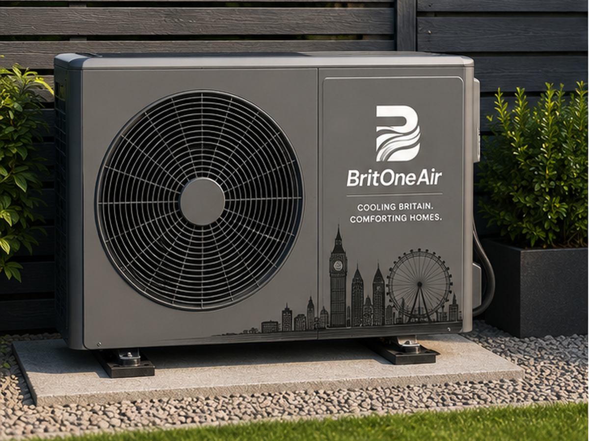 London Skyline livery finish for a BritOne Air outdoor air conditioning unit