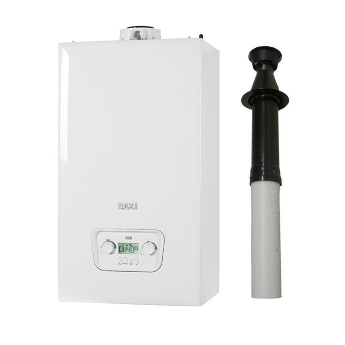 Baxi 800 Combi 2 24kW Boiler Pack with Vertical Flue and Adey Micro2 System Filter