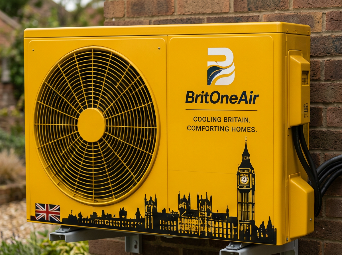 Big Ben livery finish for a BritOne Air outdoor air conditioning unit