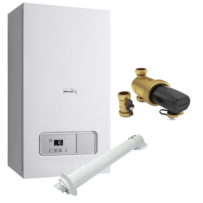 Glow-Worm Ultimate 3 30kW Combi Boiler Pack With Horizontal Flue And Power Filter