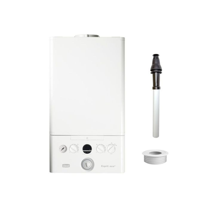 Ideal ESPRIT Eco2 24kW Combi Boiler Pack and Vertical Flue & White 100mm Pipesnug
