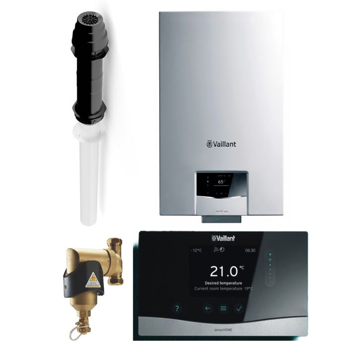 Vaillant EcoTec Plus 836 36kW Combi Boiler Pack With Vertical Flue, Boiler Protection Kit and SensoHome Smart Thermostat