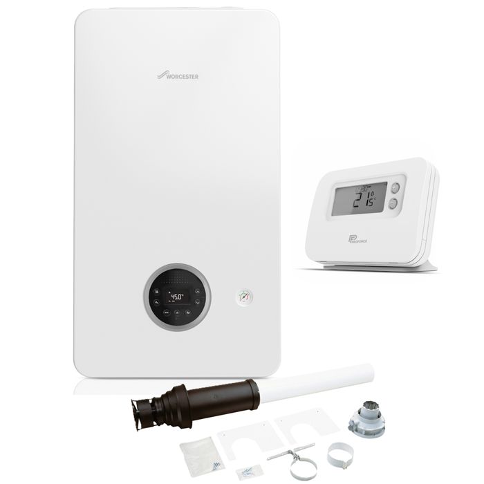 Worcester Bosch Greenstar 1000 24kW Combi Boiler Pack with Vertical Flue and ProForce Wireless Programmable Thermostat