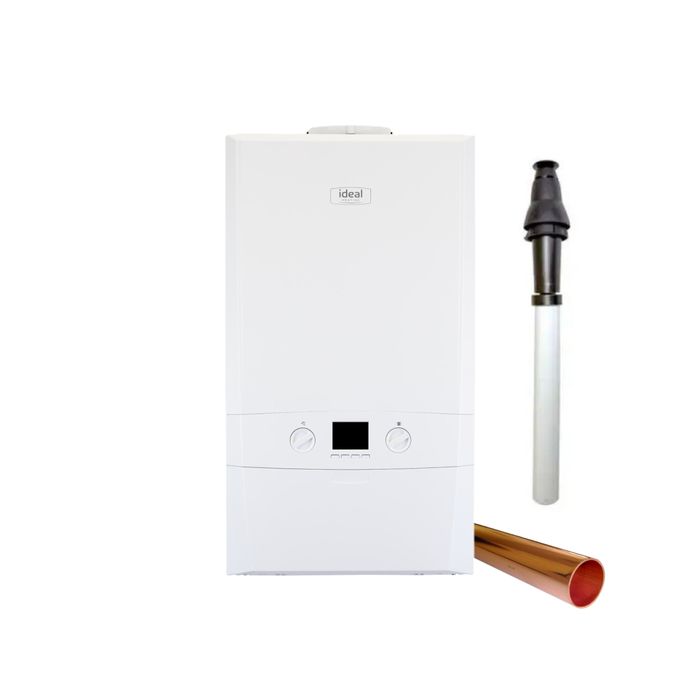 Ideal Heating Logic Max 35kW Combi Boiler Pack and Vertical Flue with 15 metres x 22mm Copper Tube