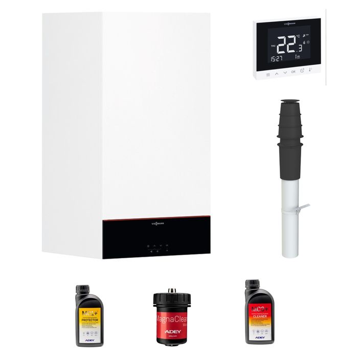Viessmann Vitodens 100 W 35kW Combi Boiler Pack with Vertical Flue, Adey Filter, Control & Chemical Pack