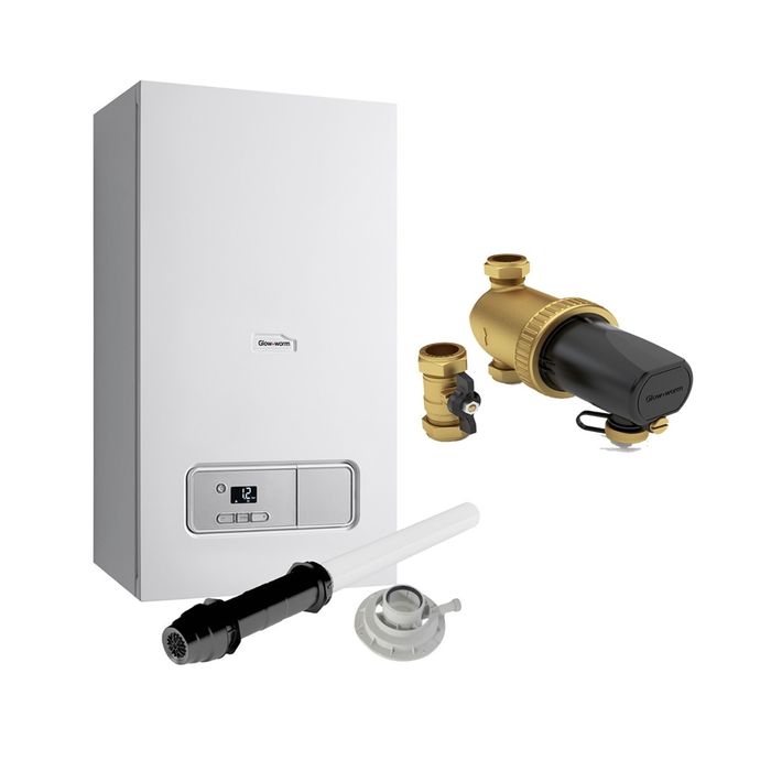 Glow-Worm Ultimate 3 30kW Combi Boiler Pack With Vertical Flue And Power Filter