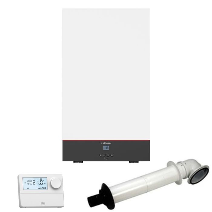 Viessmann Vitodens025-W 28kW Gas Condensing combi boiler Pack With Horizontal Flue and EPH Control