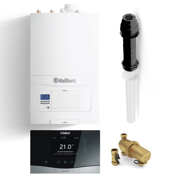 Vaillant EcoFit Pure 835C 35kW Combi Boiler Pack With Vertical Flue, Advanced Filter and SensoHome Smart Thermostat