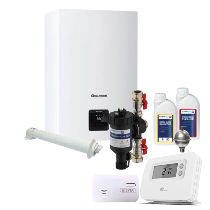 Glow-worm Micracom 28kW Combi Boiler Pack With Horizontal Flue & Plumbright Boiler Installation Pack Professional