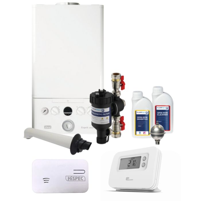 Ideal Heating Esprit Eco2 30kW Combi Boiler Pack, Horizontal Flue & Plumbright Boiler Installation Pack Professional