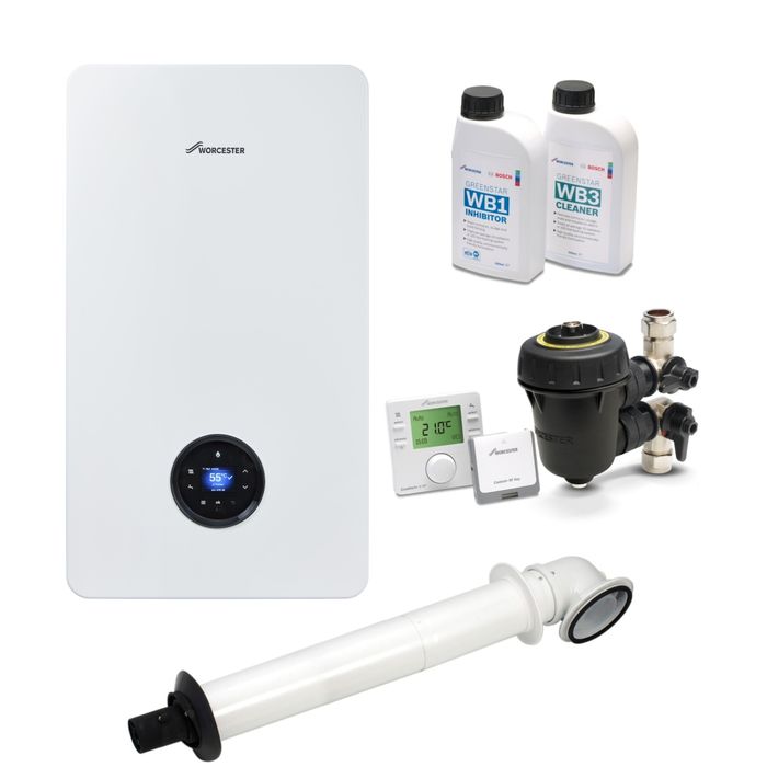 Worcester Bosch Greenstar 8000+ 36kW Combi Boiler Pack With Horizontal Flue and the Comfort+ II RF Care Pack