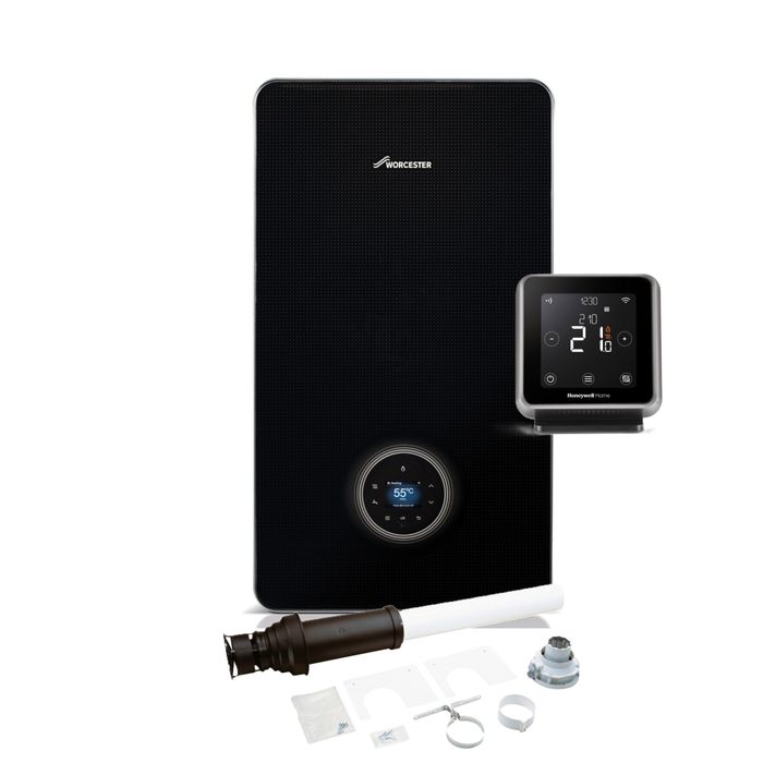 Worcester Bosch Greenstar 8000+ Style 32kW Combi Boiler Pack with Vertical Flue and Honeywell Home T6R Wireless Smart Thermostat with Hot Water Control
