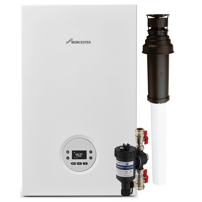 Worcester Bosch Greenstar 1000 30kW Combi Boiler Pack With Vertical Flue and Plumbright Filter