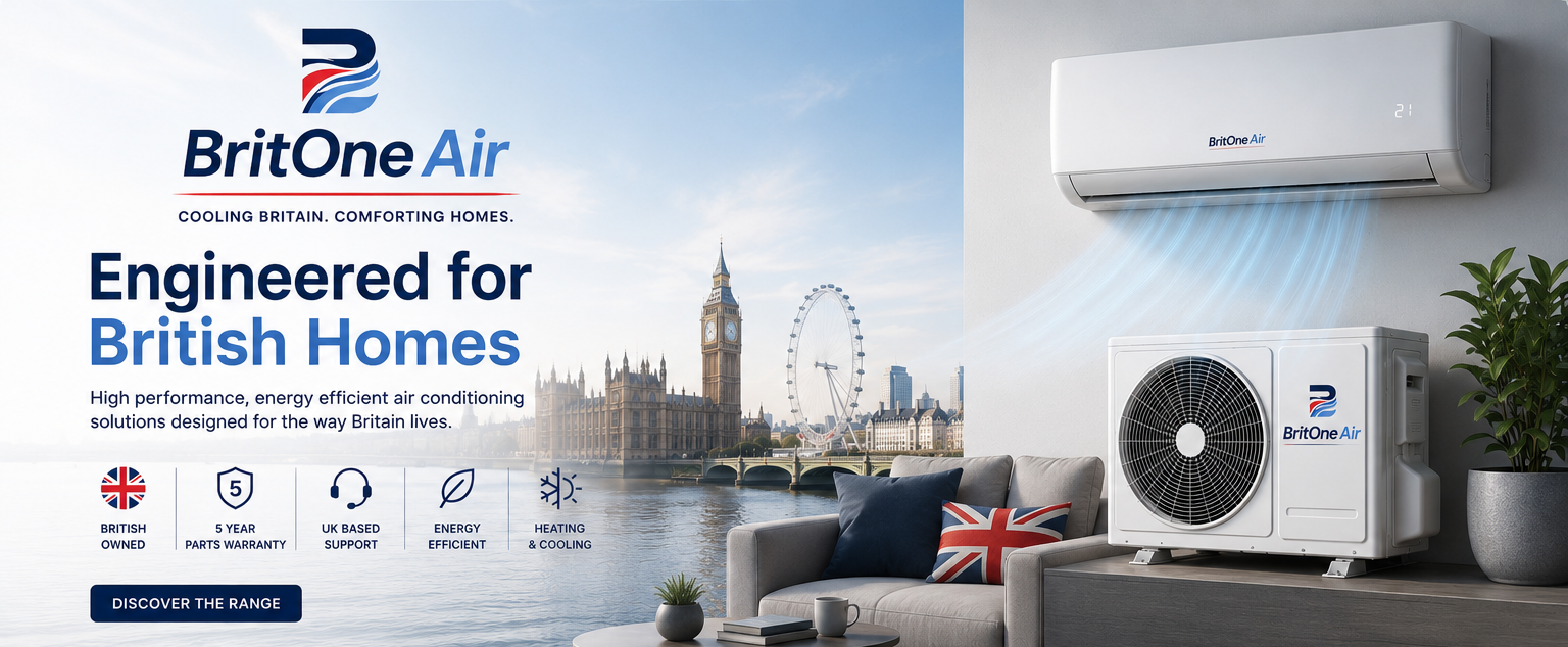 BritOne Air — Engineered for British Homes. High performance, energy efficient air conditioning designed for the way Britain lives.