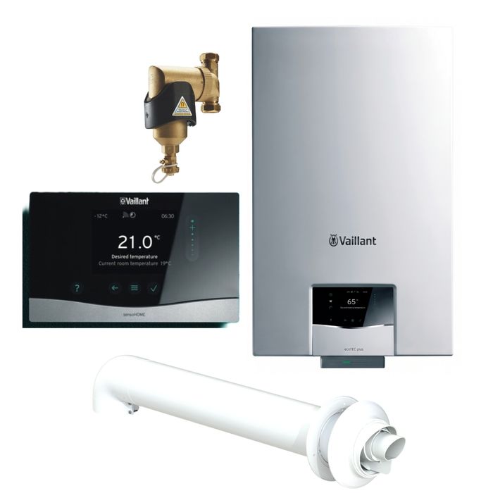 Vaillant EcoTec Plus 940 40kW Combi Boiler Pack With Horizontal Flue, Boiler Protection Kit and SensoHome Smart Thermostat