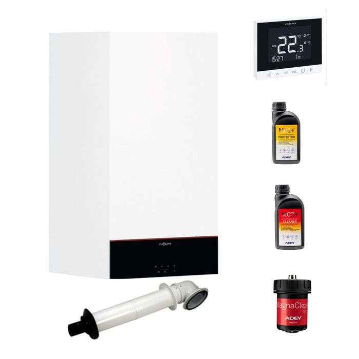 Viessmann Vitodens 100 W 26kW Combi Boiler Pack with Horizontal Flue, Adey Filter, Control & Chemical Pack