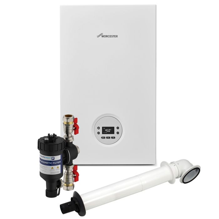 Worcester Bosch Greenstar 1000 30kW Combi Boiler Pack With Horizontal Flue and Plumbright Filter