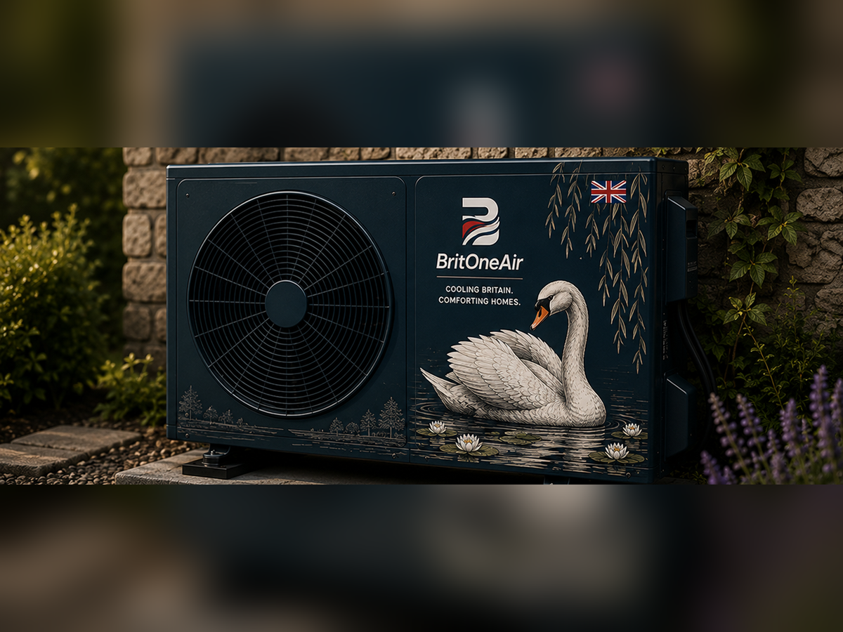 Mute Swan livery finish for a BritOne Air outdoor air conditioning unit