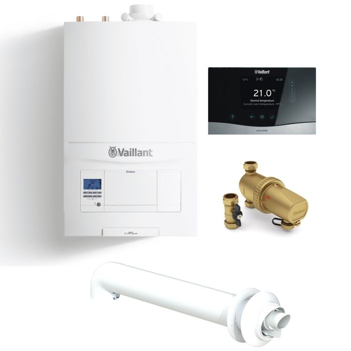 Vaillant EcoFit Pure 835C 35kW Combi Boiler Pack With Horizontal Flue, Advanced Filter and SensoHome Smart Thermostat