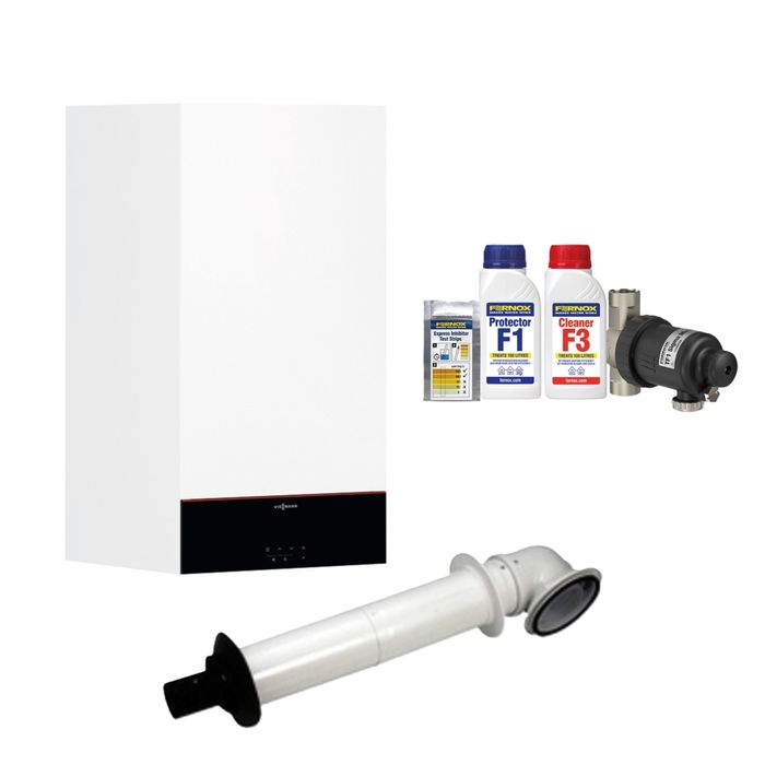 Viessmann Vitodens 100 W 35kW Combi Boiler Pack with Viessmann Standard Horizontal Flue Kit 1M and Fernox TF1 Sigma Mini Installer Pack