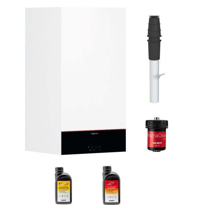 Viessmann Vitodens 100 W 30kW Combi Boiler Pack with Vertical Flue, Adey Filter & Chemical Pack