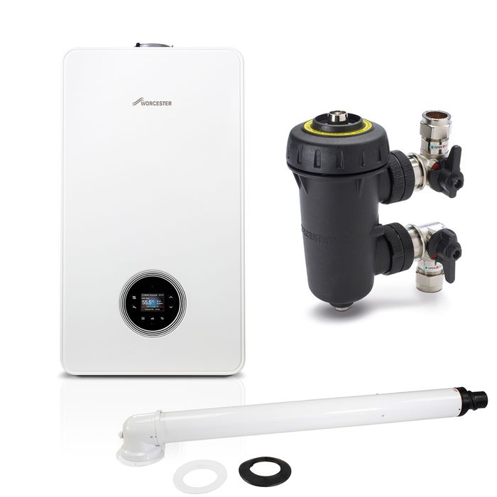Worcester Bosch Greenstar 4000 30kW Combi Boiler Pack with Horizontal Flue and Filter