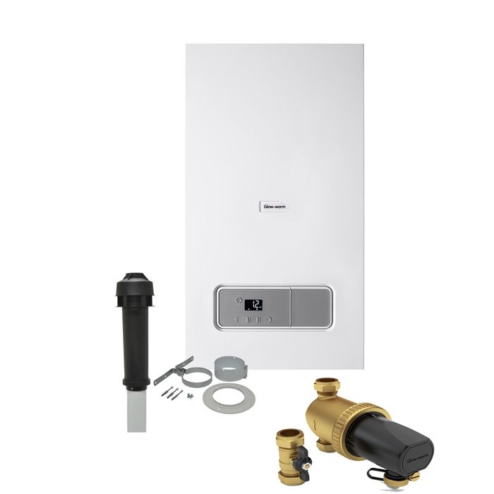 Glow-Worm Energy7 25C 25kW Combi Boiler Pack With Vertical Flue And Power Filter