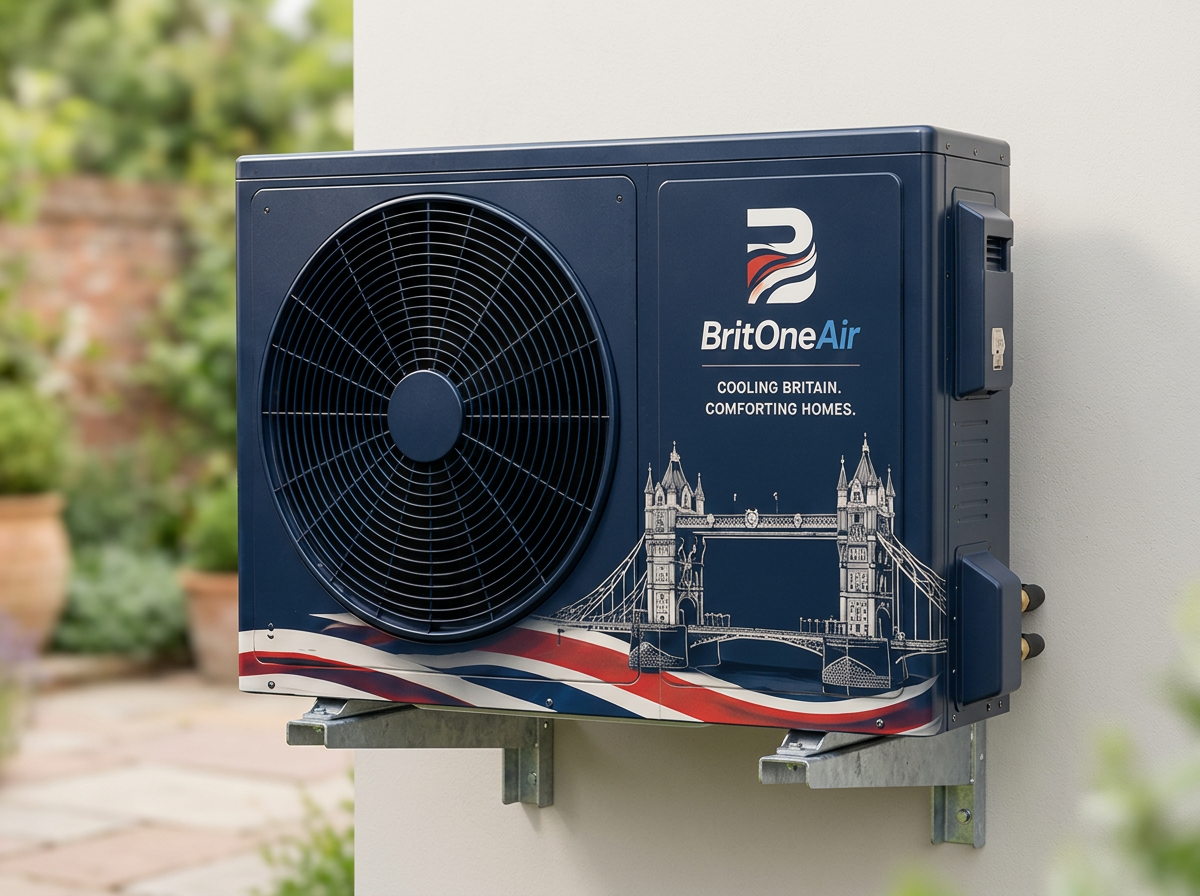 Tower Bridge livery finish for a BritOne Air outdoor air conditioning unit