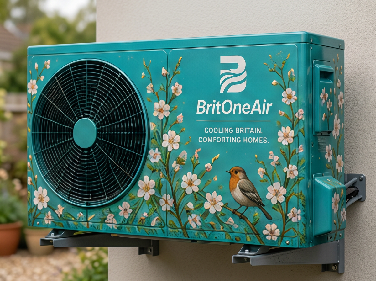 English Garden livery finish for a BritOne Air outdoor air conditioning unit