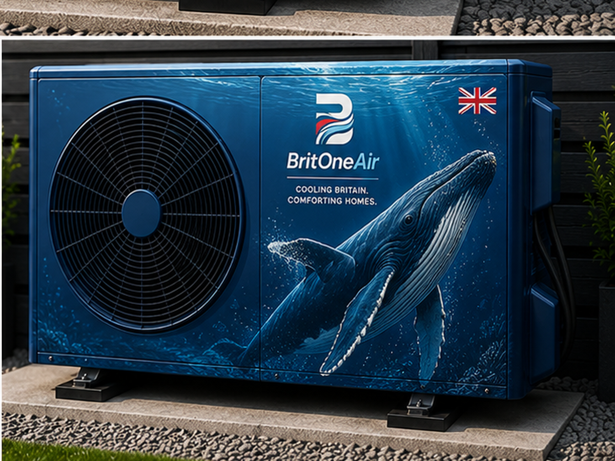 Humpback Whale livery finish for a BritOne Air outdoor air conditioning unit