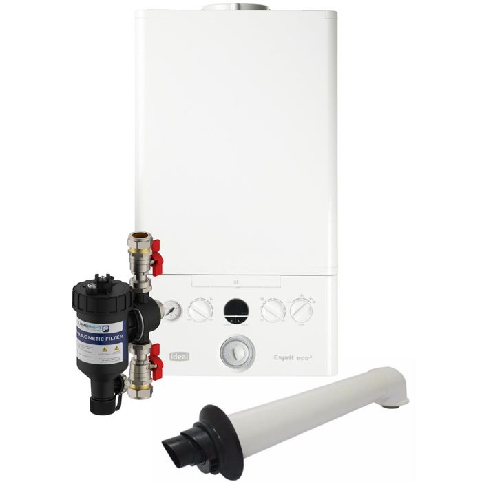 Ideal Heating Esprit Eco2 24kW Combi Boiler Pack With Horizontal Flue and Plumbright Filter