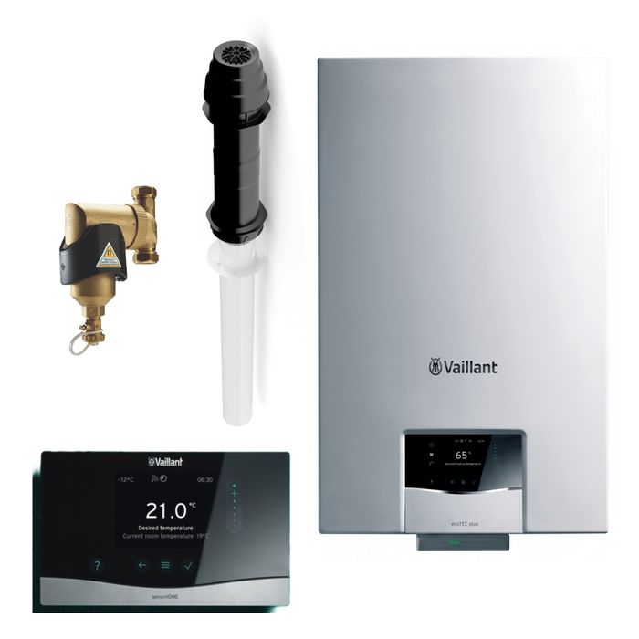 Vaillant EcoTEC Plus 940 40kW Combi Boiler Pack With Vertical Flue, Boiler Protection Kit and SensoHome Smart Thermostat