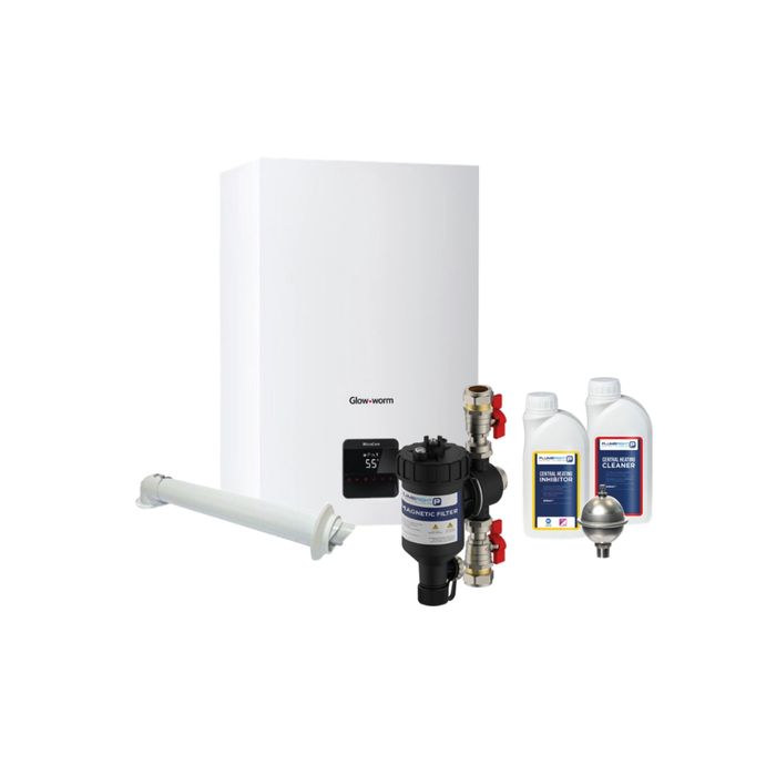 Glow-worm Micracom 24kW Combi Boiler Pack With Horizontal Flue & Plumbright Boiler Installation Pack Basic