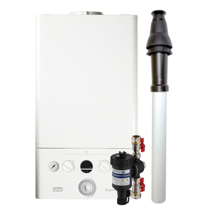 Ideal Heating Esprit Eco2 35kW Combi Boiler Pack With Vertical Flue and Plumbright Filter