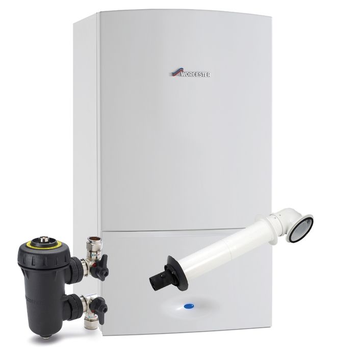 Worcester Bosch Greenstar 32Cdi 32kW Combi Boiler Pack With Horizontal Flue & Filter Pack